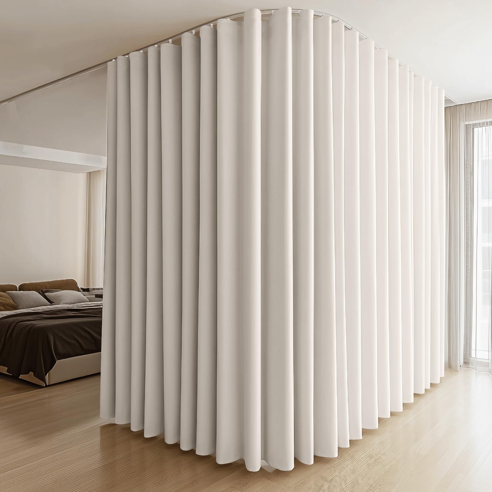 MaKefeile Room Divider Curtains & Flexible Bendable Tracks Set,Privacy Divide…