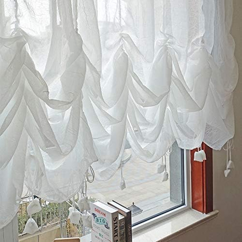 Farmhouse White Lace Shabby Elegant Chic Sheer Curtain with Valances, Adjustable