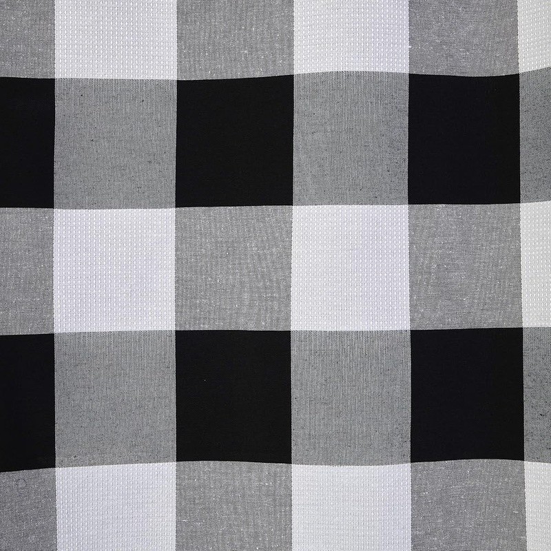 Lightweight Woven Black & White Buffalo Check Window Panel Curtain Rod Pocket US