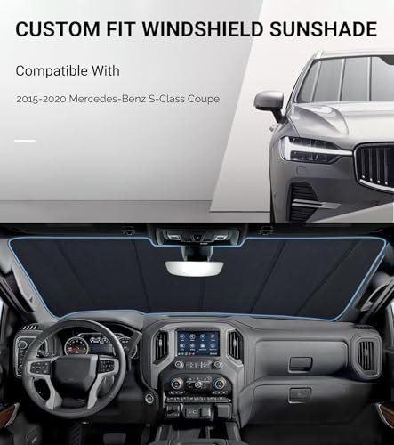Windshield Sunshade for Mercedes-Benz S 2015-2020 S-Class Coupe Gray(Safeguard)