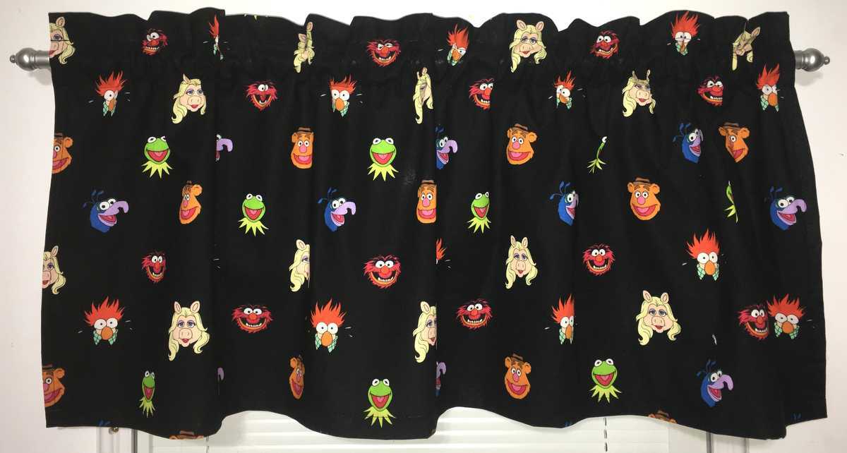 Handmade Sesame Street Valance Characters on Black Nursery Bath Curtain Valance