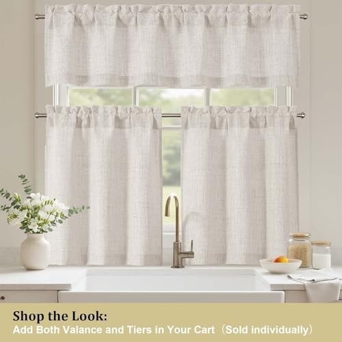 Valance for Windows – Light Filtering Faux 52″W x 12″L (Pack of 1) Natural