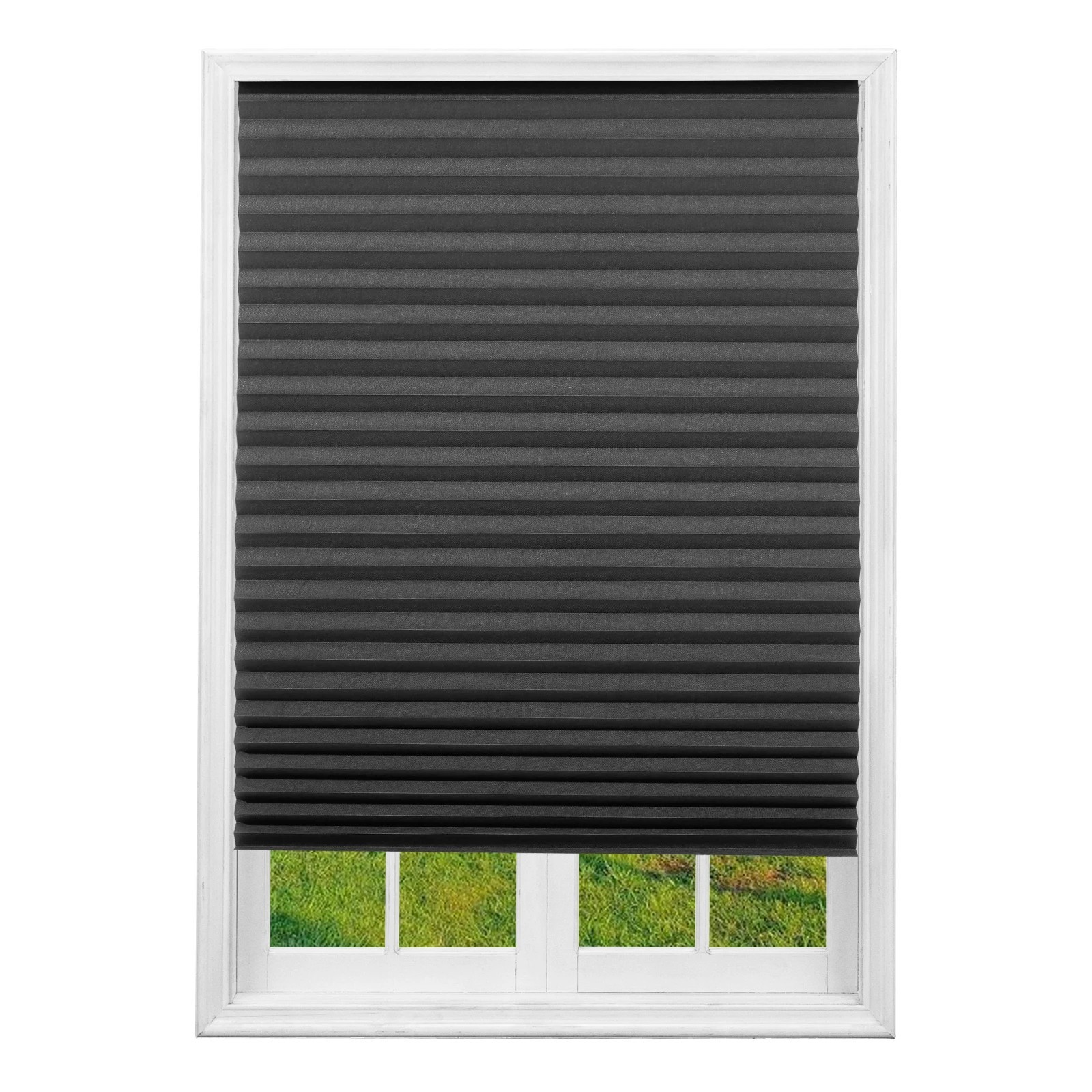 Self Adhesive Cordless Pleated Paper Window Blinds Temporary Easy Install Shade