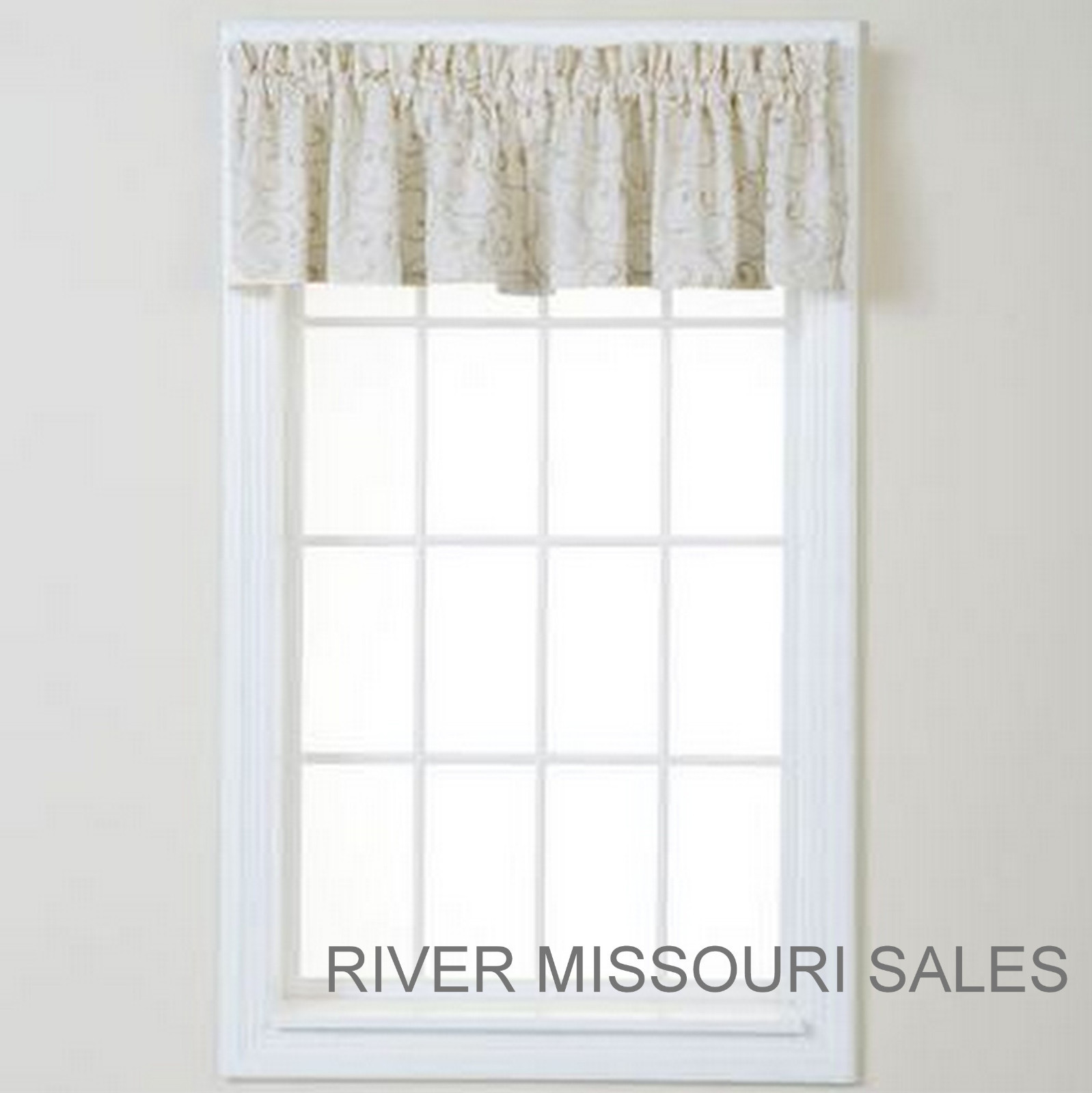 Swirls Fresh Ivory Tailored Window Valance, Modern Design 50″ x 17″- NEW