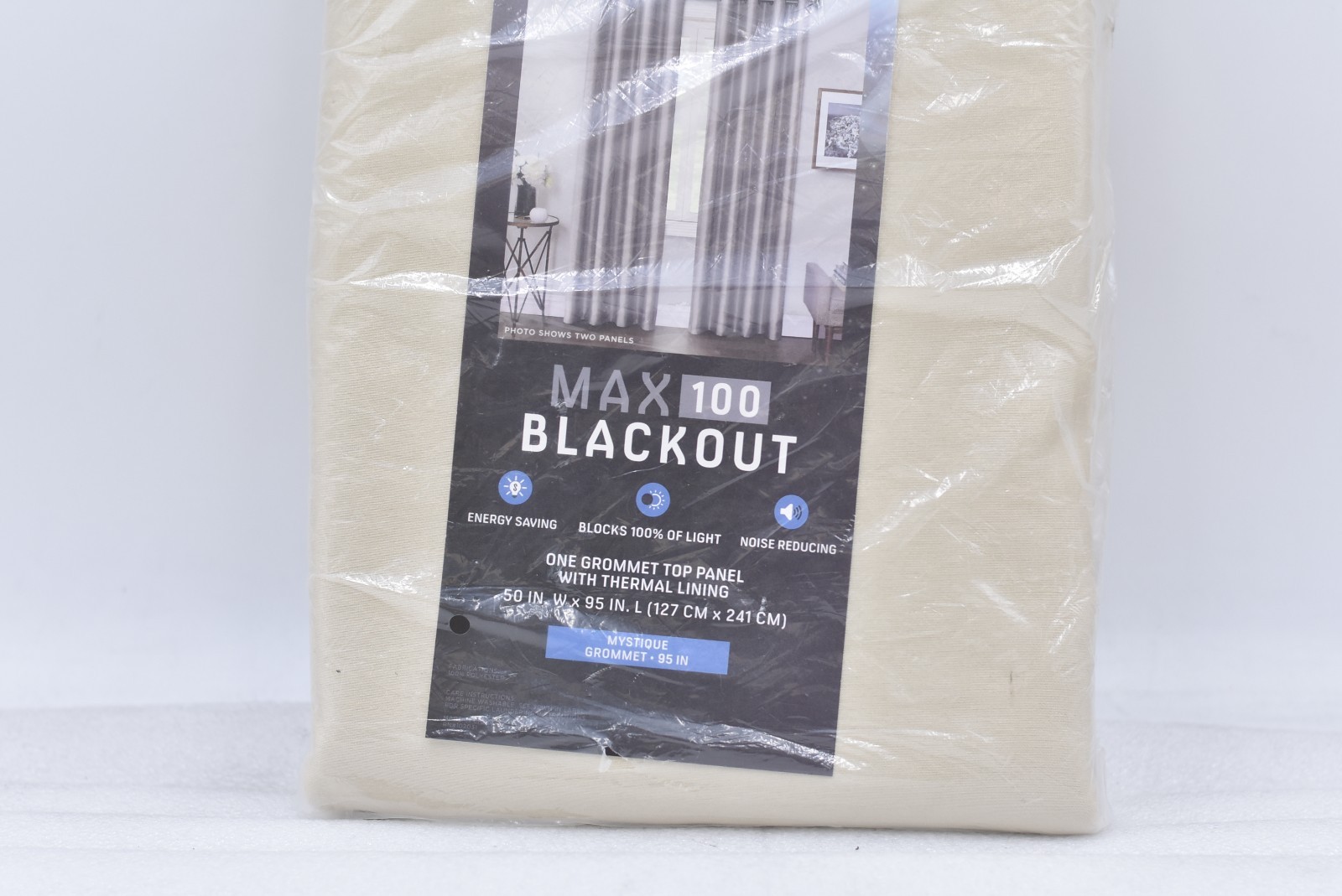 Max 100 Blackout One Ivory Beige Mystique Grommet Top Panel 50″W x 95″L