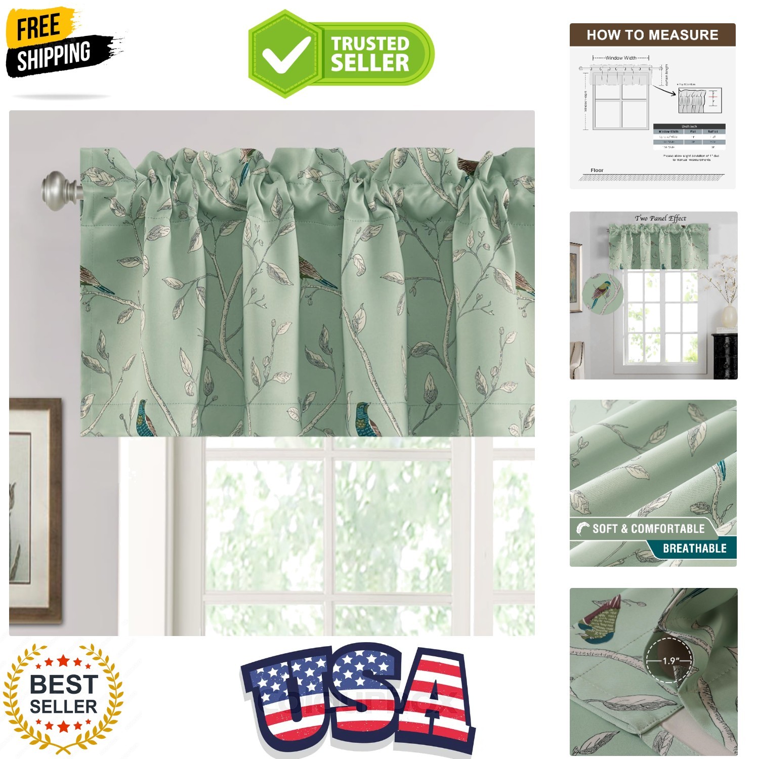 Blackout Curtain Valances for Kitchen Window/Living Room/Bathroom Privacy Add…