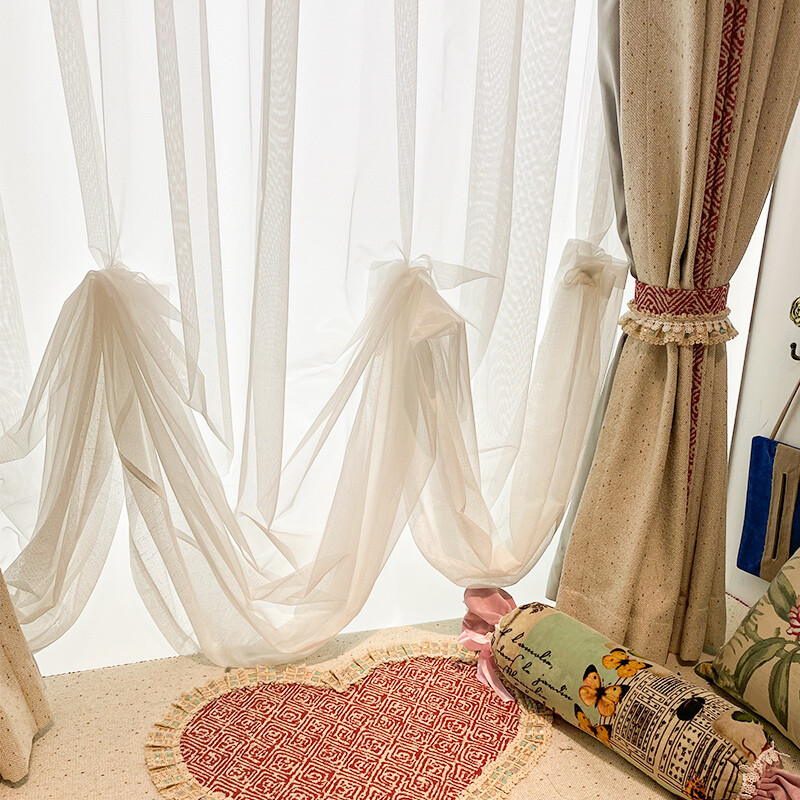 Custom simple European thick coffee beige cloth curtain valance drape C1038