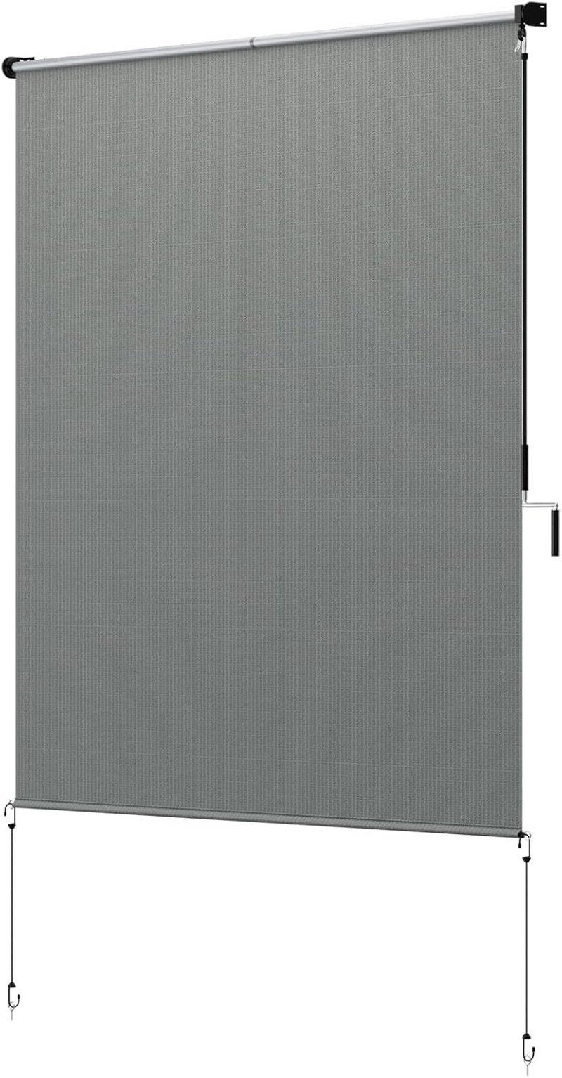 Premium 96″x72″ Cordless Outdoor Shades – 90% UV Block, Dark Grey