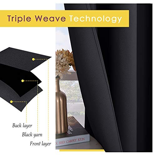out Curtains 45 Inches Long Kitchen Drapes Solid 42″W x 45″L (Pack of 2) Black