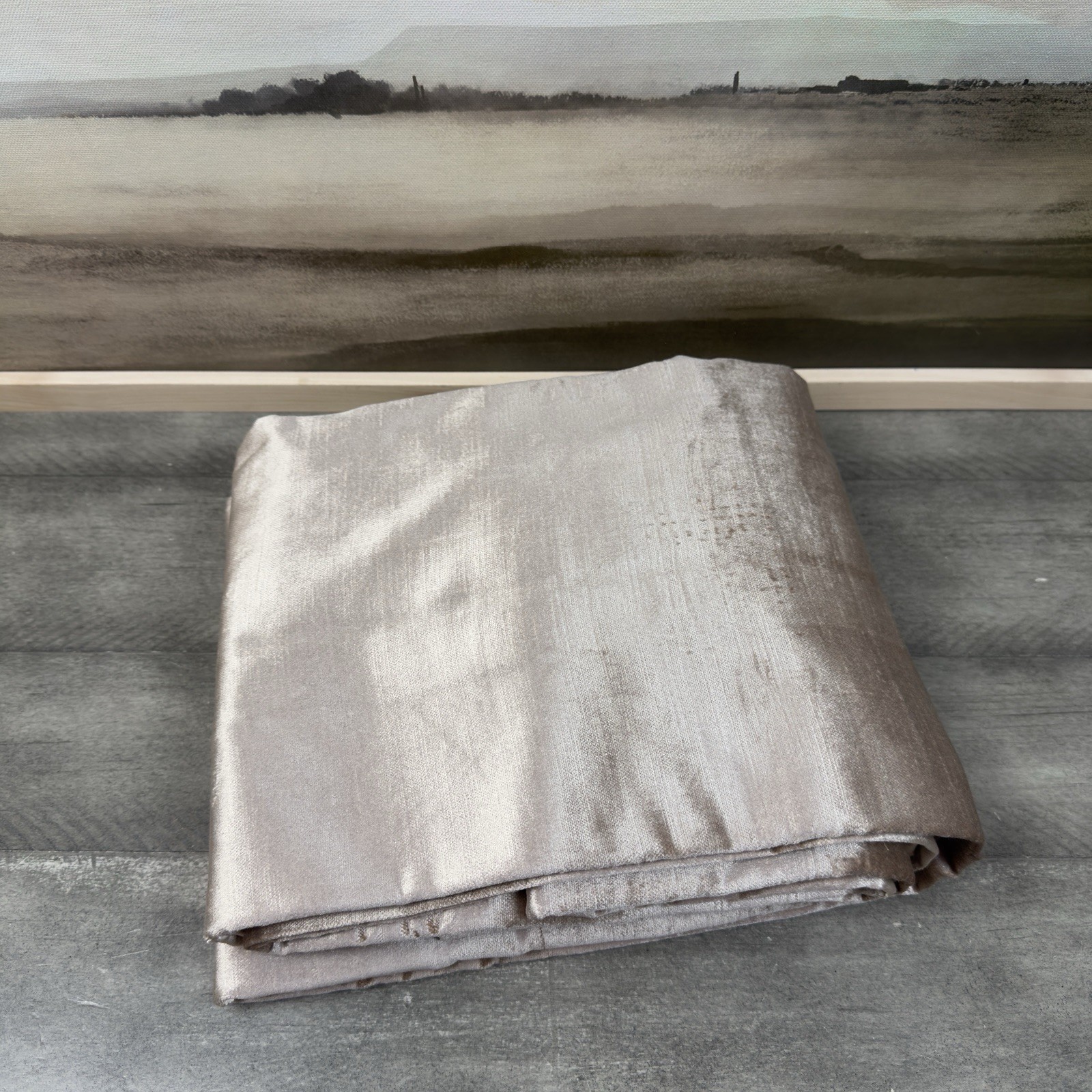 West Elm (1) Luster Velvet Curtain Drape 48”x84” Simple Taupe Unlined NWOT