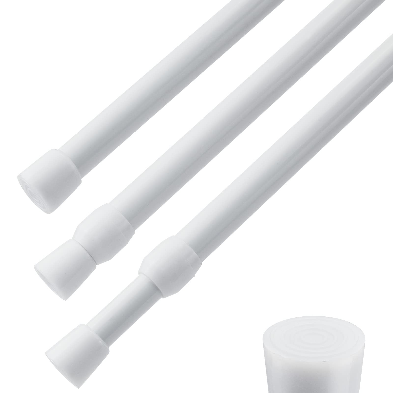 3 PCS Spring Tension Curtain Rod Adjustable Length 41-74 Inches, No Drilling,…