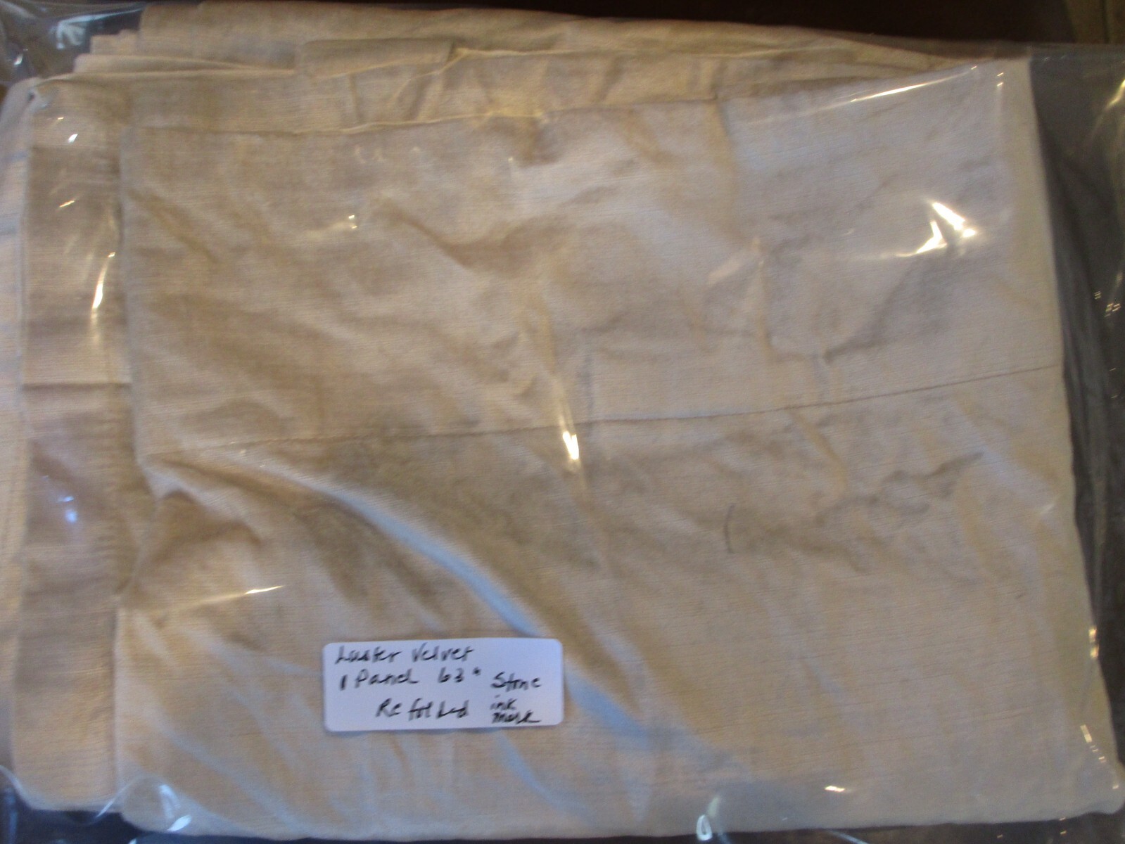 1 West Elm cotton Luster Velvet drape panel 48 63 stone ink mark see photo new