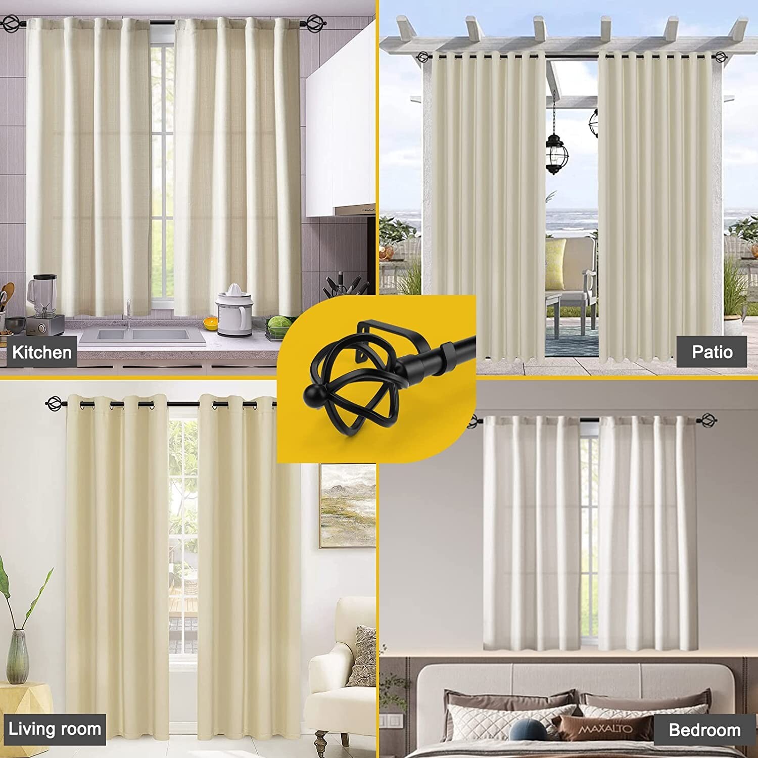 Curtain Rods for Window 3/4″ Standard Single Curtain Rod With Crystal Glass Ball