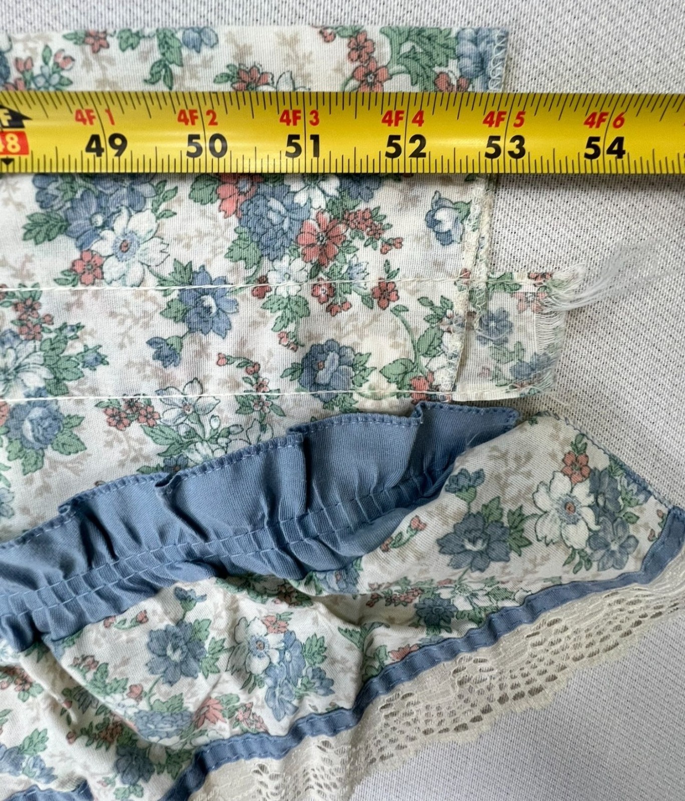 Vintage Country Floral Curtains Valance Tiers Blue Cottagecore Ruffle Lot of 8