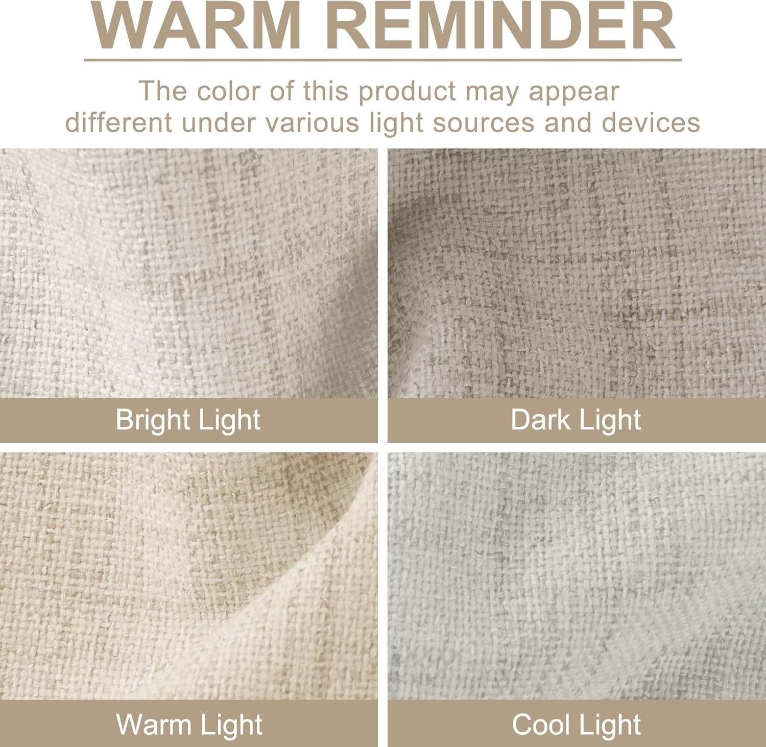 100% Blackout Curtains Linen 2 Panels 50”W x 84”L Thermal Insulated CREAM Pocket