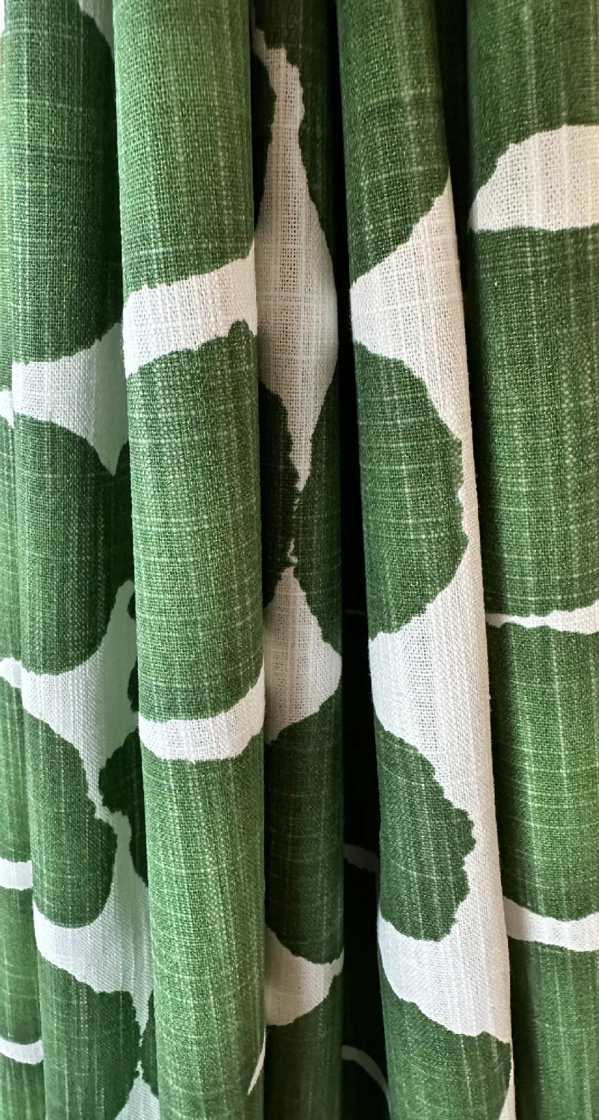 Curtains Made in the USA, Shibori Dot Green, Medium Weight Cotton Slub