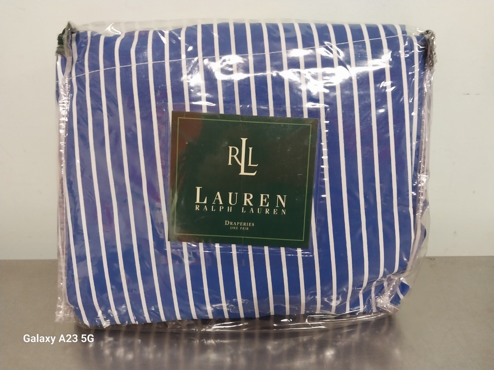 Ralph Lauren CAPE MAY Blue & White Rod Pocket Drapes Lined-NOS 3 pairs Available