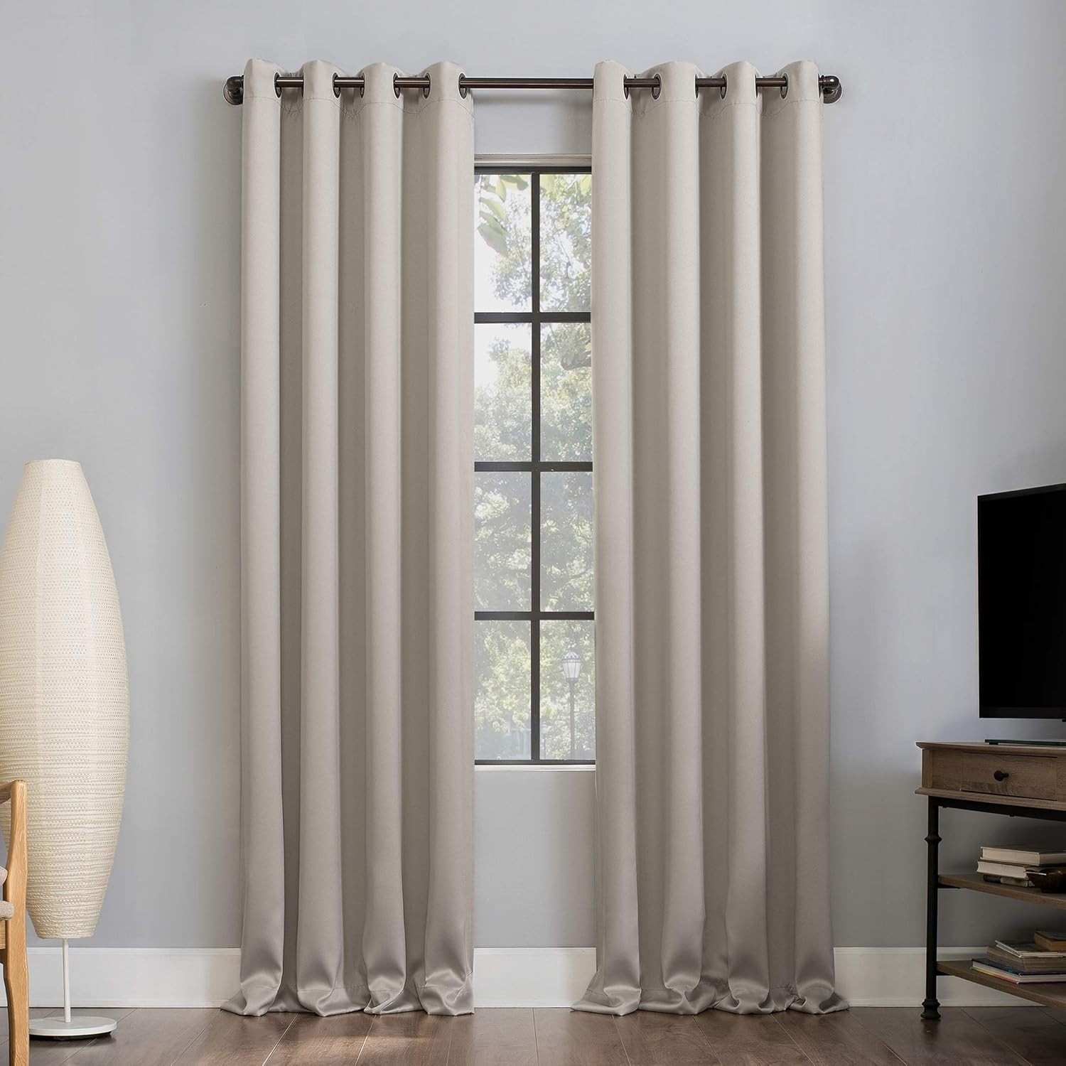 Sun Zero Blackout Curtain Cream One Panel Pair 104″ x 84″ in. w/ Fiber Content
