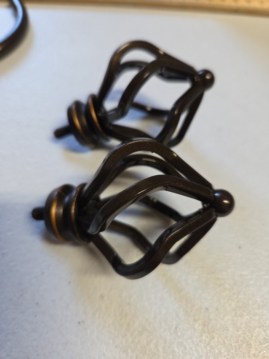 Metal Curtain Drapery Tie-back Hooks, Cage Design. Dark Brown, Hardware New