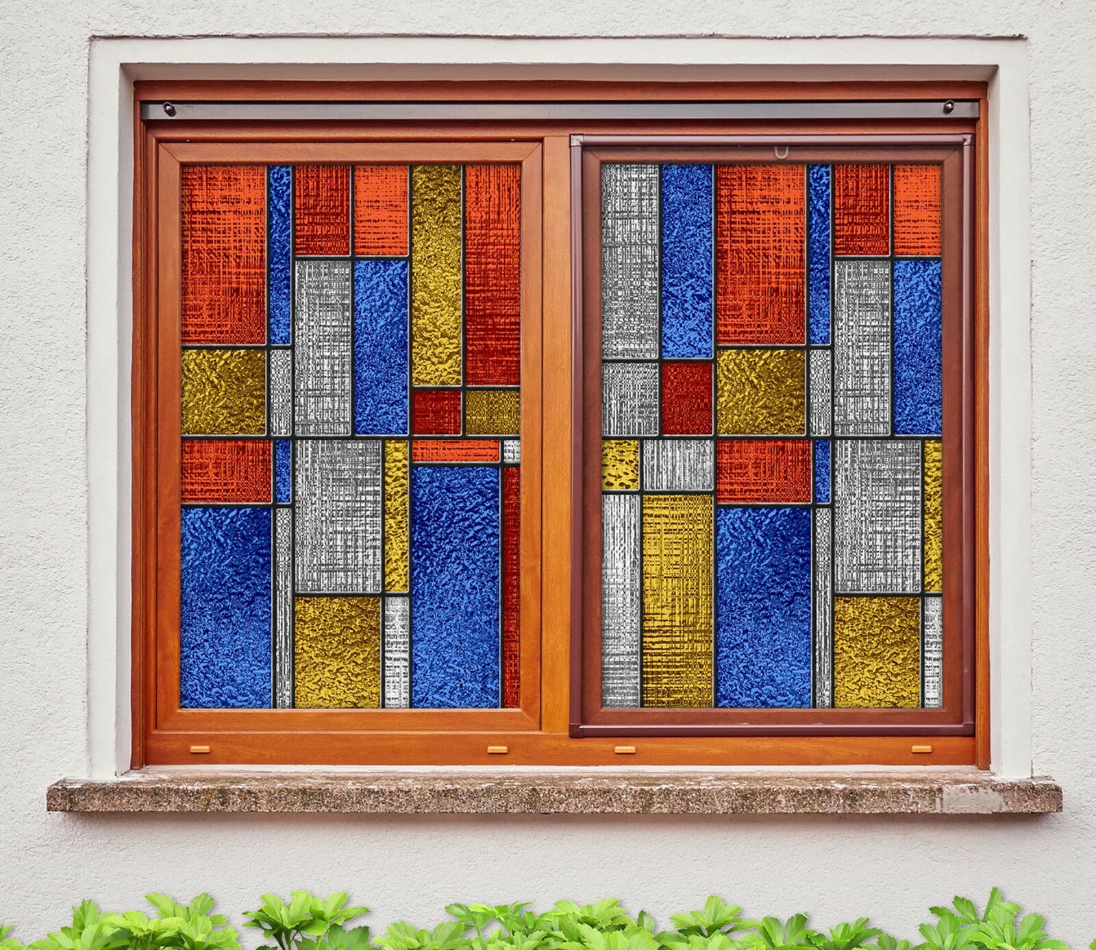 3D Blue Square ZHU254 Window Film Print Sticker Cling Stained Glass UV Zoe