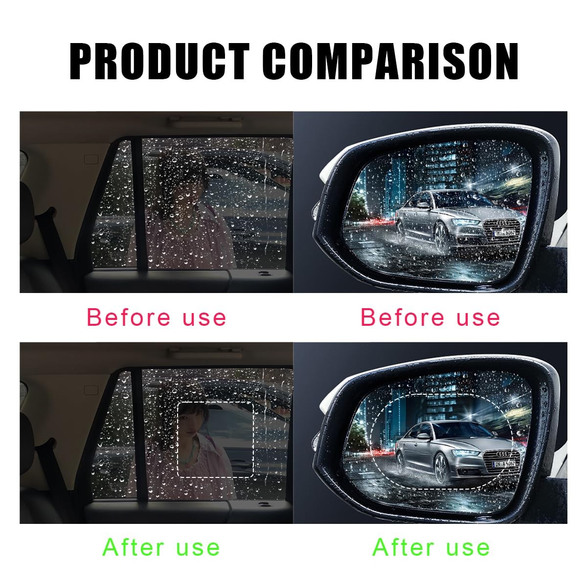 6 Pcs Car Rearview Mirror Waterproof Film Rainproof Window Film Stickers