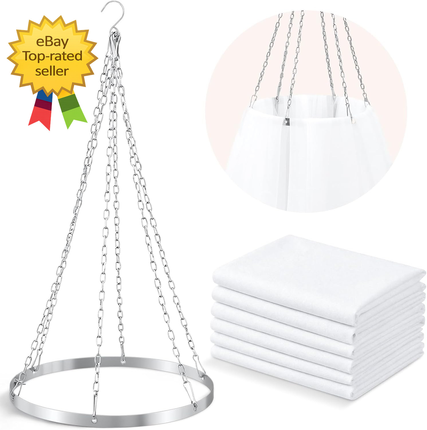 5Ft X 20Ft 6 Panels 12 Inches Ceiling Drapes Hanging Kit with Drapery