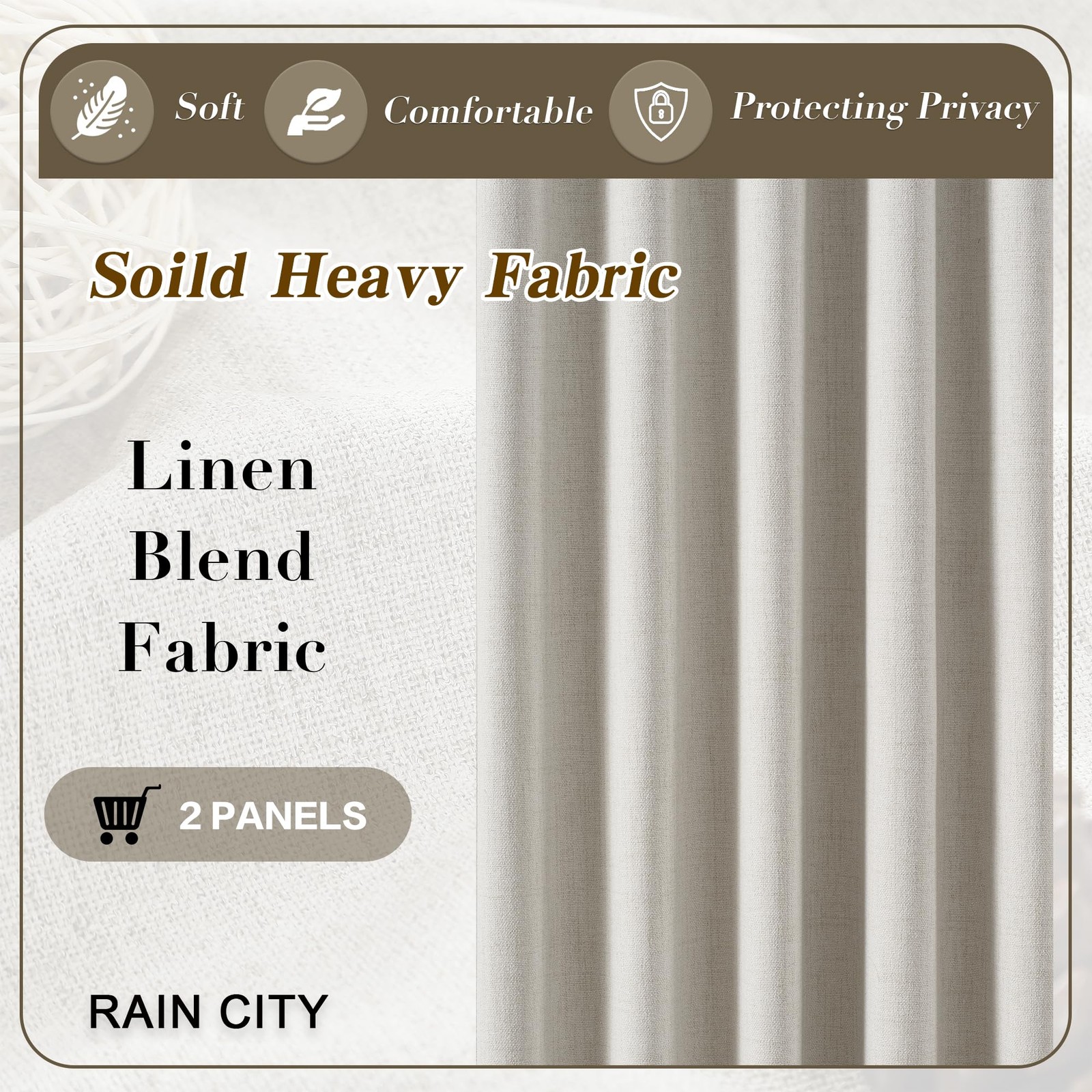 144 Inch Blackout Curtains 2 Panels Linen Textured 2 Story Extra Long Noise R…