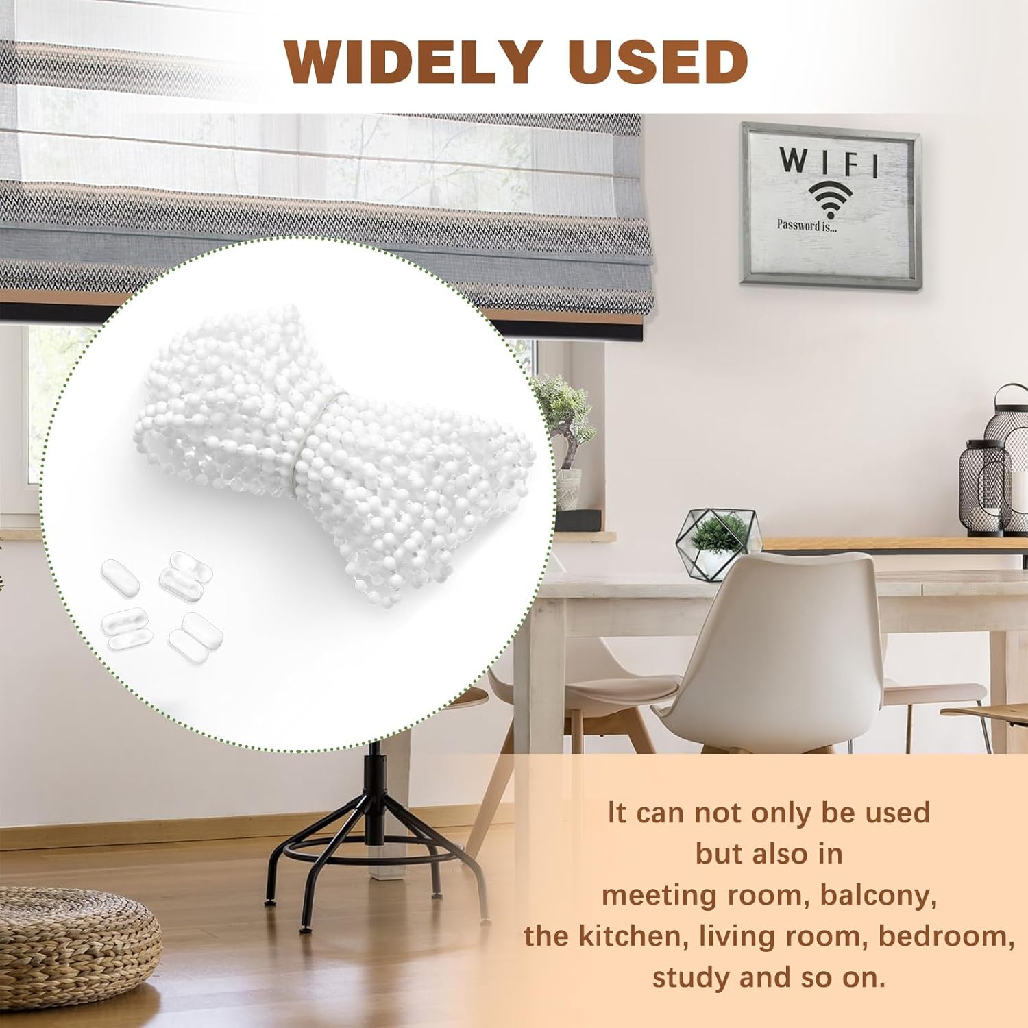 32.8 Feet 10M Roller Blind Bead Chain Cord with 10Pcs of Connectors for Roman…