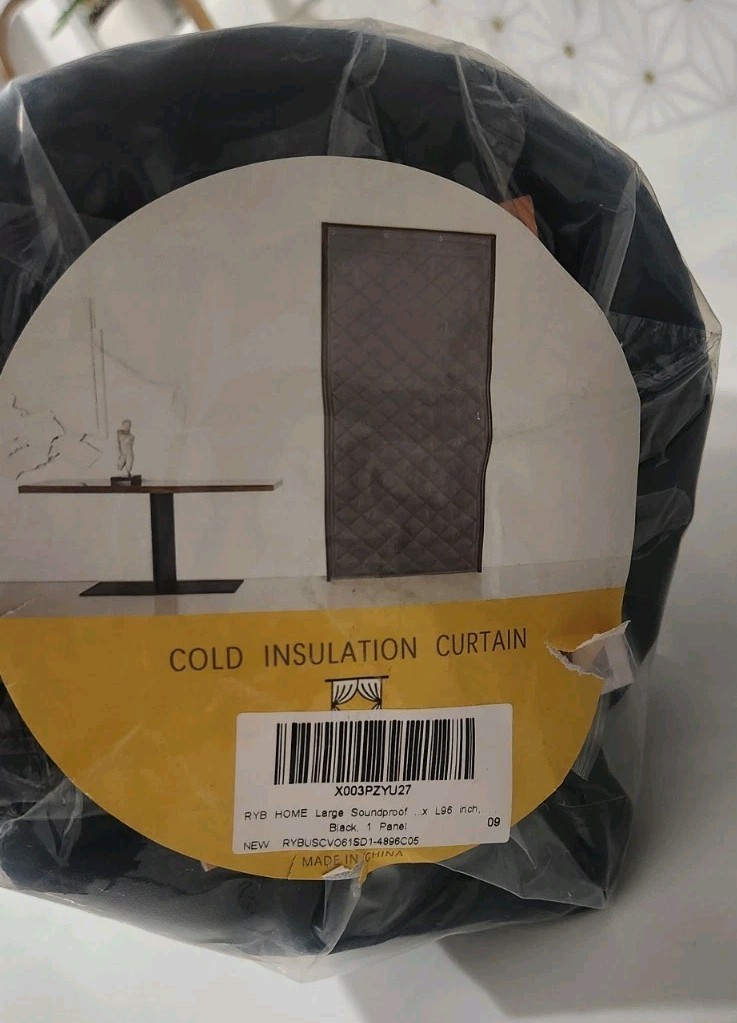 RYB HOME Thermal Insulated Door Curtain Cold Insulation Black 48 X 96