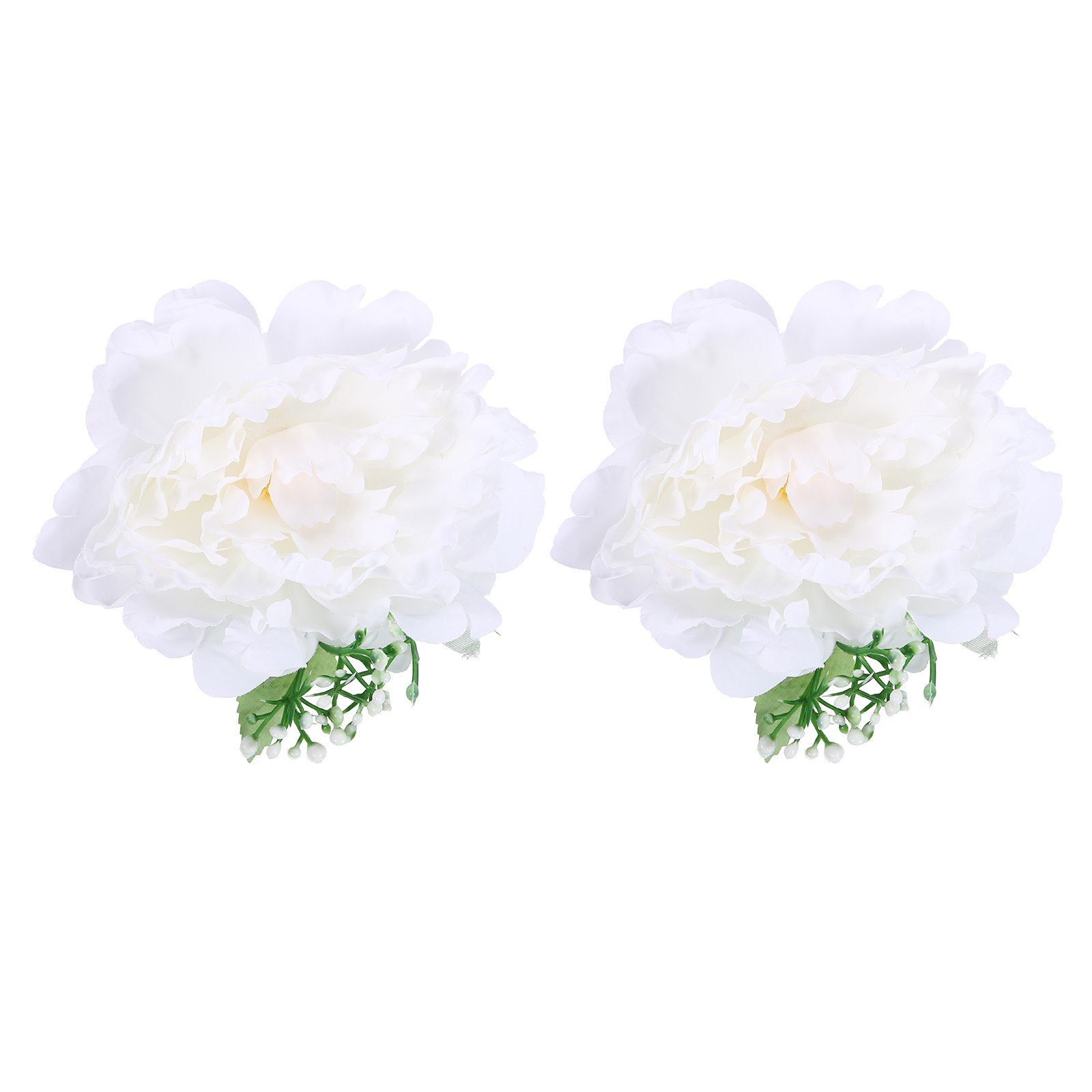 2 Pcs Flower Curtain Tiebacks Artificial Peony Drapery Holder Clip Beige
