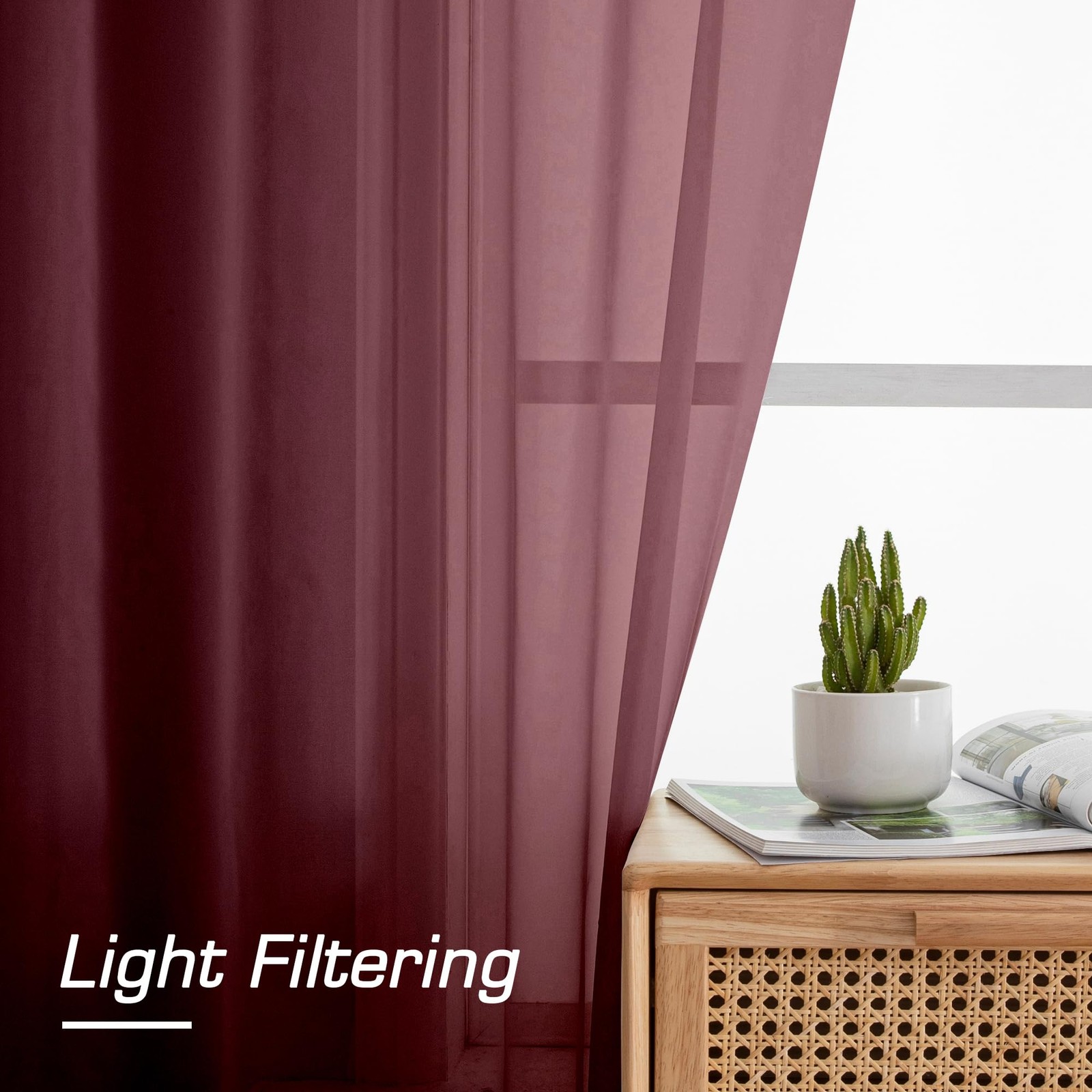 Transparent Voile Curtains for Bedroom, 137cm Length, Lightweight and Light Fi…