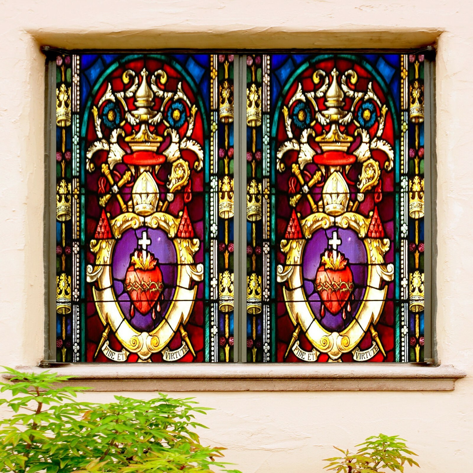 3D Heart Religion A774 Window Film Print Sticker Cling Stained Glass UV Zoe