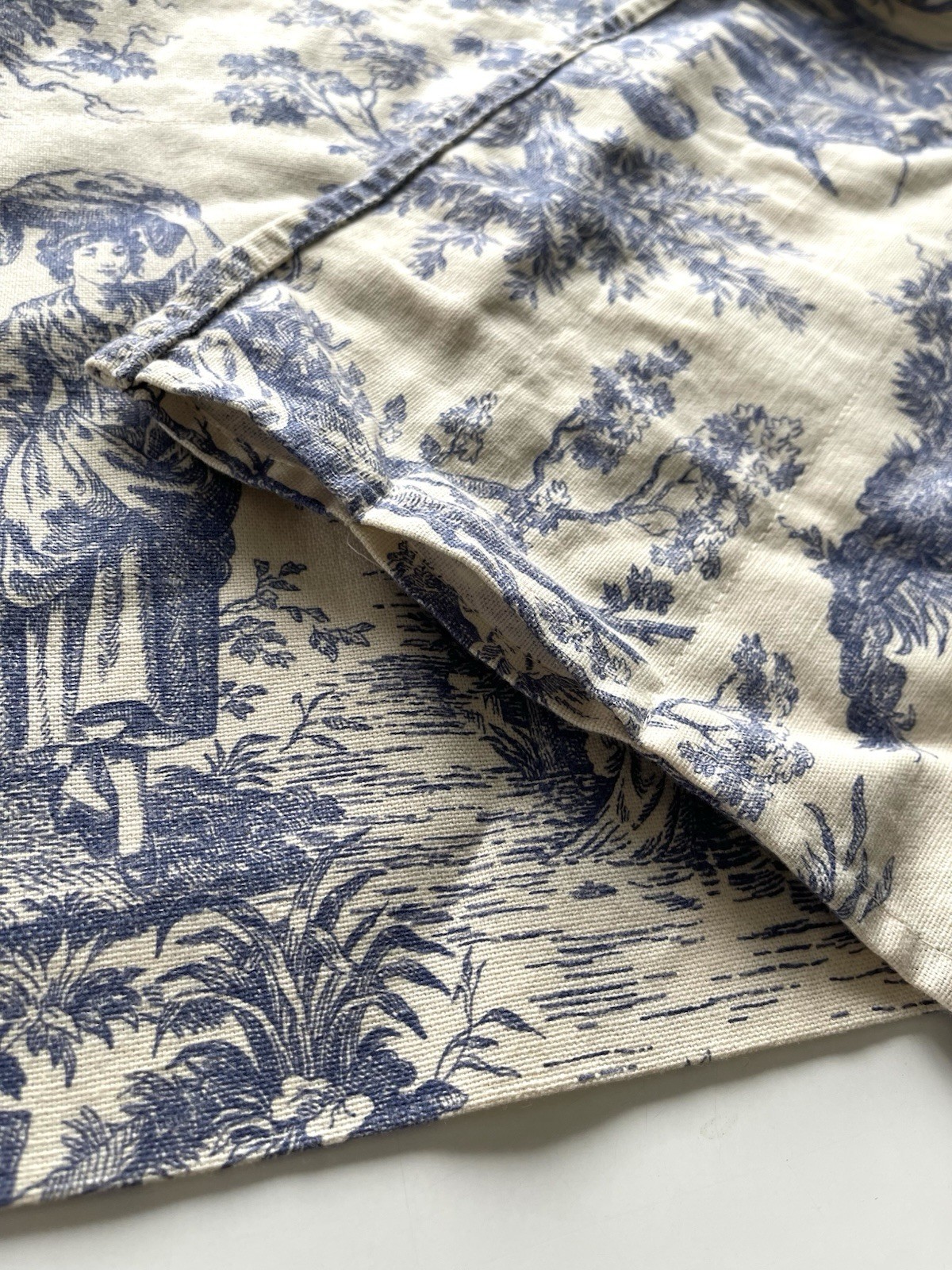 WAVERLY LG Valance COUNTRY LIFE Blue Toile Cotton Curtain Straight 16 X 78