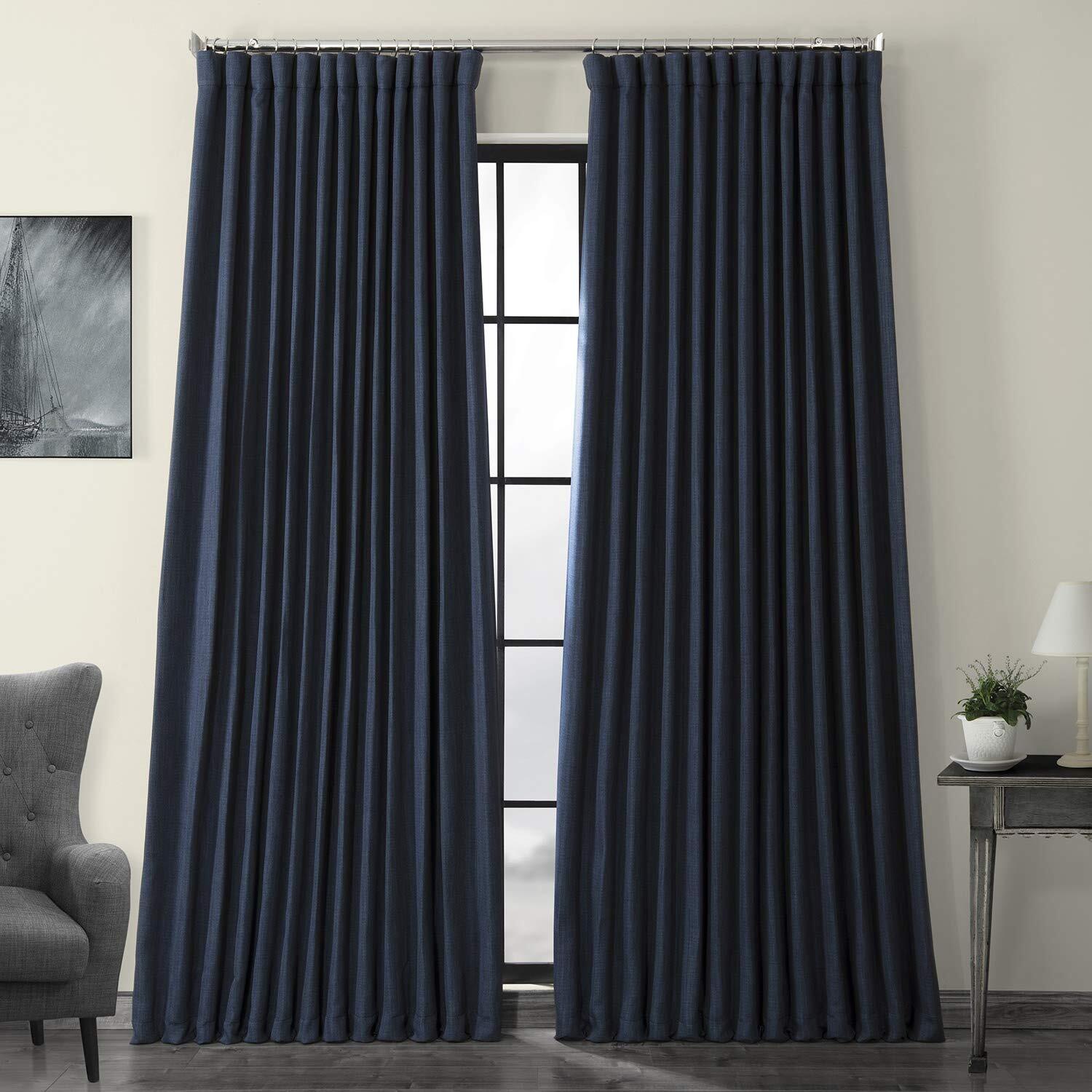 HPD Half Price Drapes Faux Linen Textured Room Darkening Curtains for Bedroom