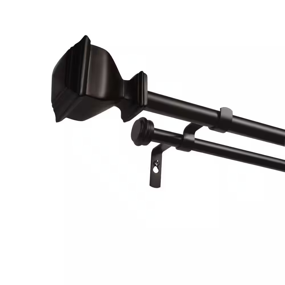 Napoleon 66 In. – 120 In. Adjustable Length Double Curtain Rod Kit in Matte Bron