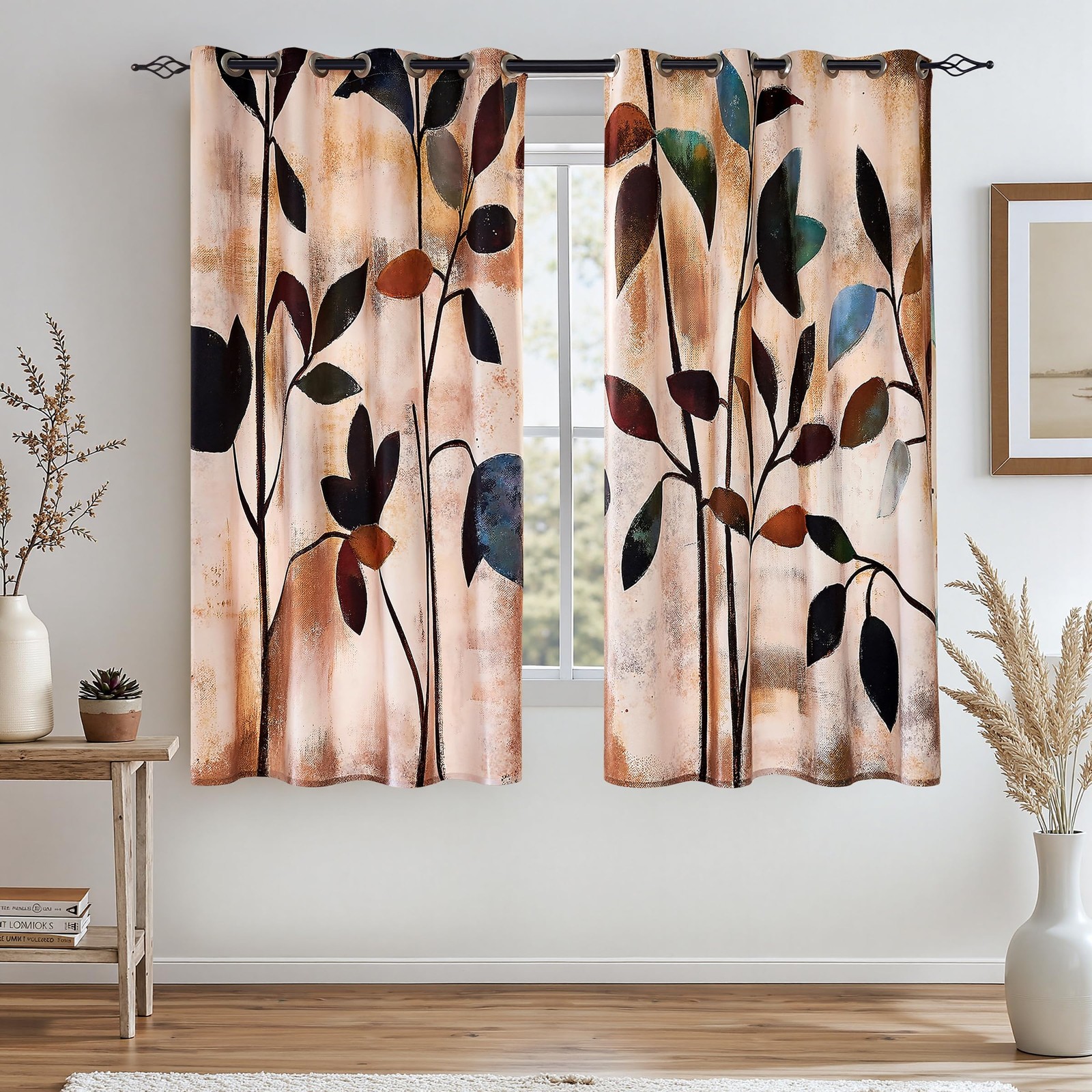 Blackout Curtains 52Wx63L, Room Darkening Floral Curtains, Thermal Insulated …