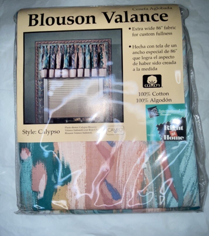 Right at Home Blouson Valance Style Calypso Cotton paint brush 86” x 15” pastel