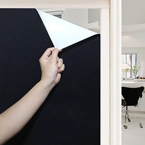 Static Cling 100% UV Sun Blocker Total Blackout Window Cover Tint Film, 17″x78″