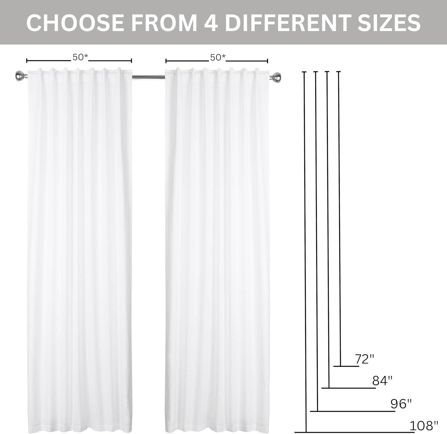 Cotton Light Filtering Curtains 50×96 Inch – Set of 2, Farmhouse Cotton Textured