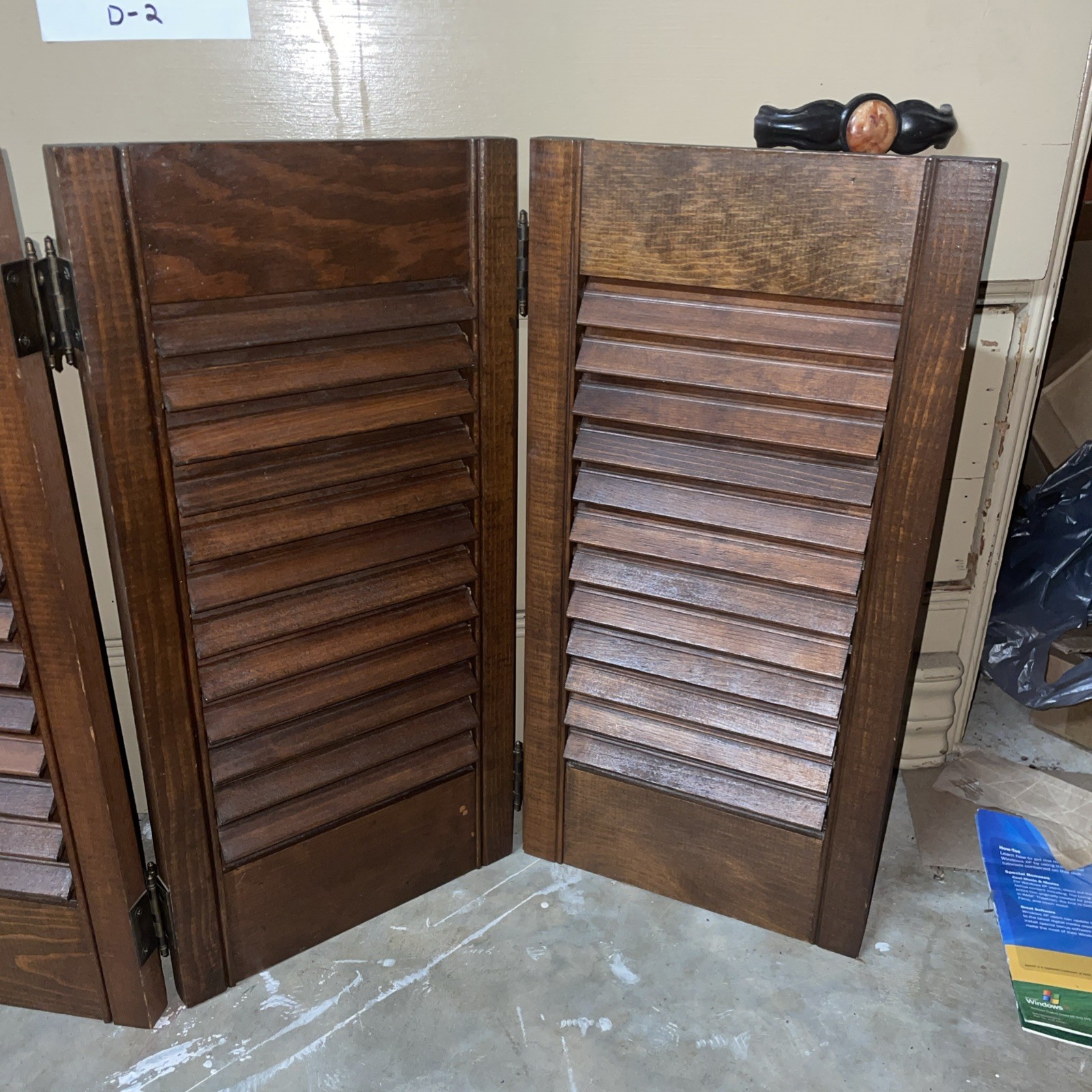 VTG! Plantation Window Shutters ~Wood~Louver~Brown~18”x18” Set of 2!
