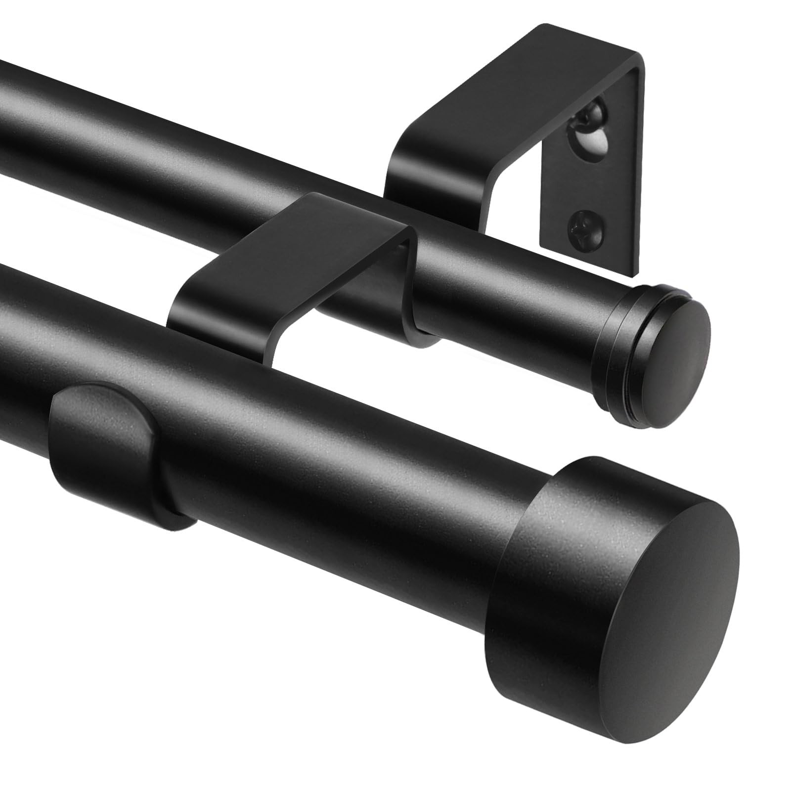KAMANINA 1 Inch Double Curtain Rods 66 to 120 Inches (5.5-10 Feet), Heavy Dut…
