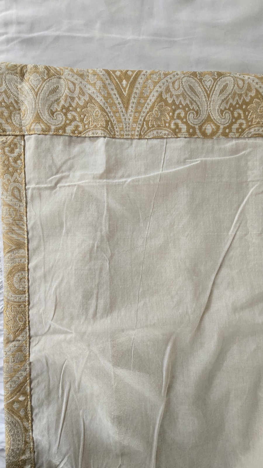 Jacquard Brocade Damask 2 Curtain Panel Set 50×84 Gold Cream Beige Lined