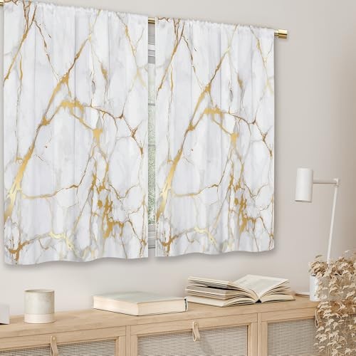 Gold Marble Kitchen Curtains Golden 26″W x 36″L (Pack of 2) 14_gold_marble