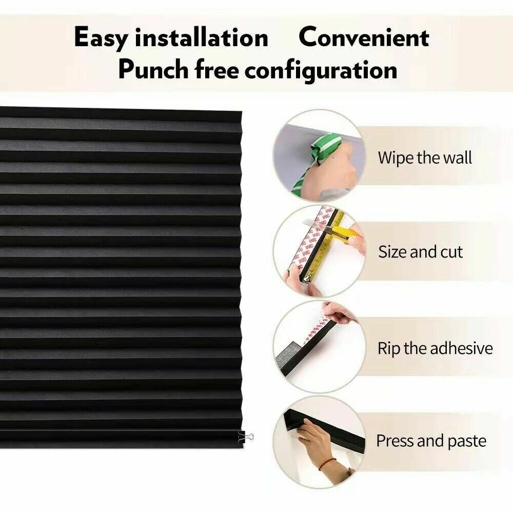 2 Pack 72in Paper Pleated Window Shades Temporary Half Blackout Blinds