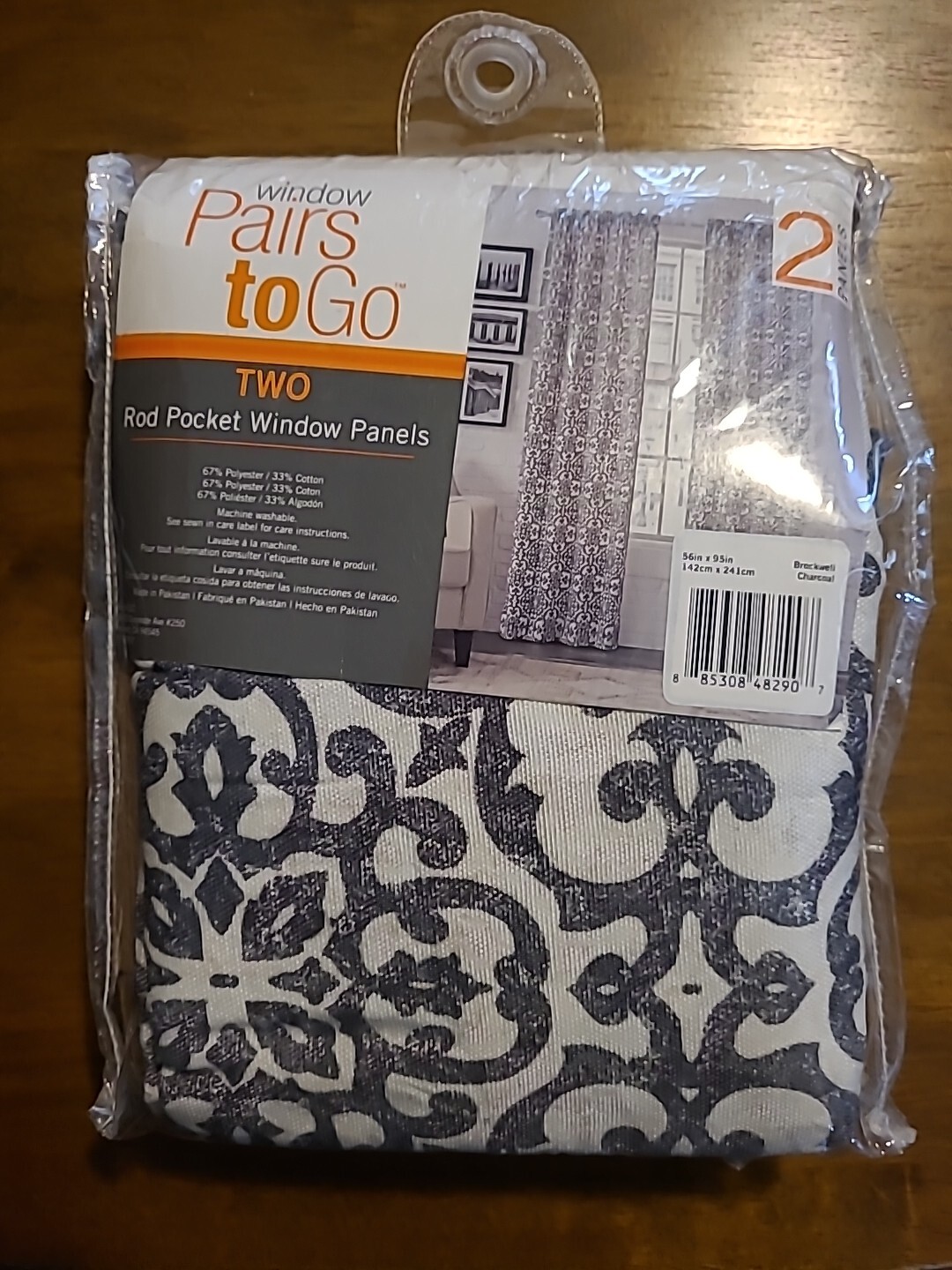 == Brockwell Window Pairs To Go Panel Pair Rod Pocket Spa 56″ x 95″ CHARCOAL