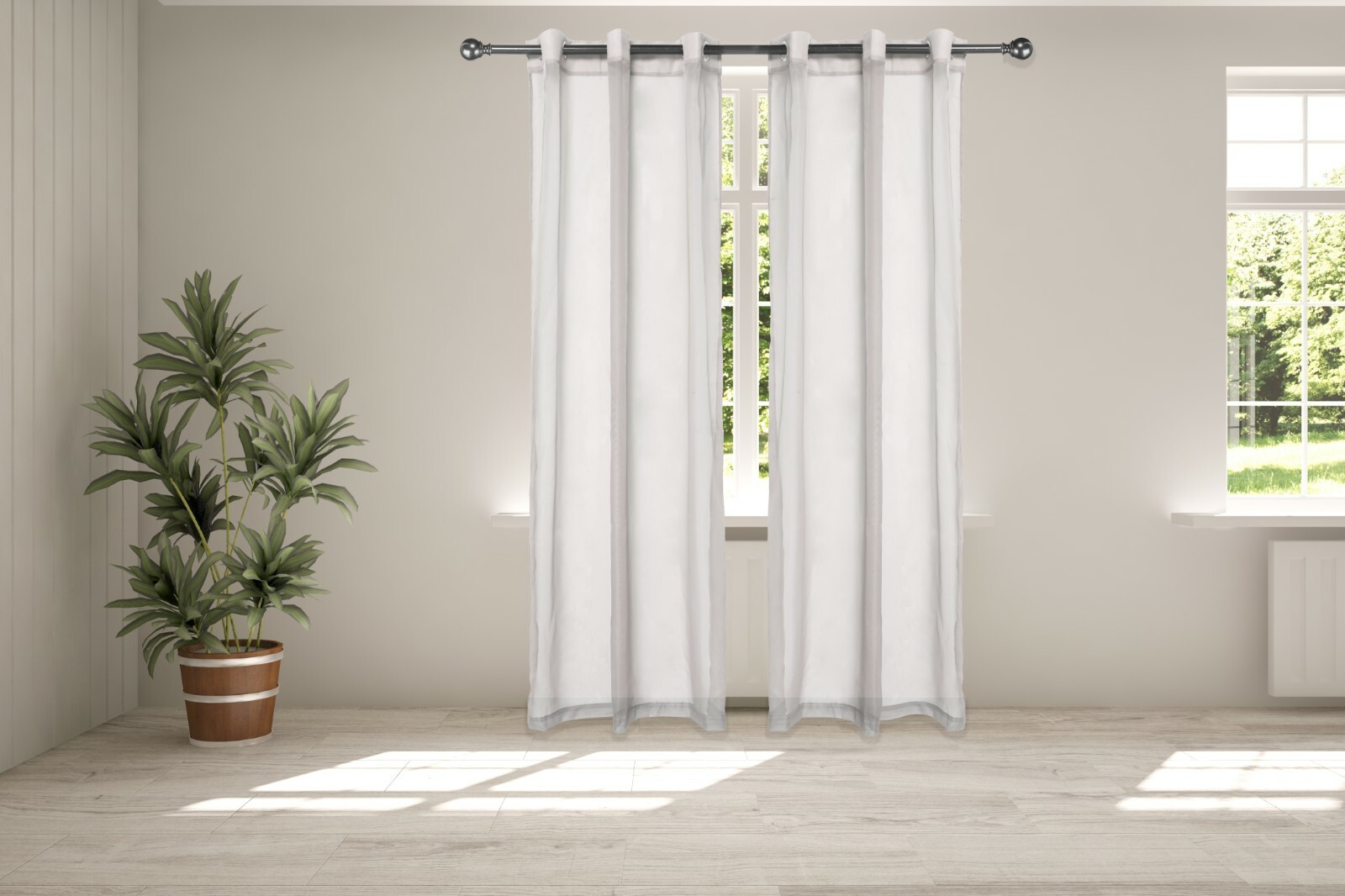 Legacy Decor Chiffon Window Sheer Curtains 2 Panels Grommet Top Ivory Color