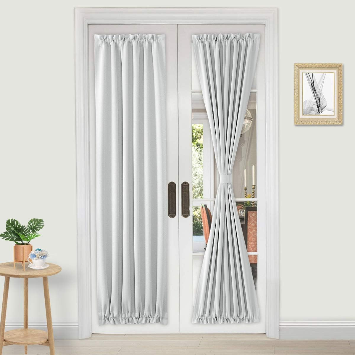 DWCN French Door Curtains – Rod Pocket Thermal Blackout Curtain for Doors with G
