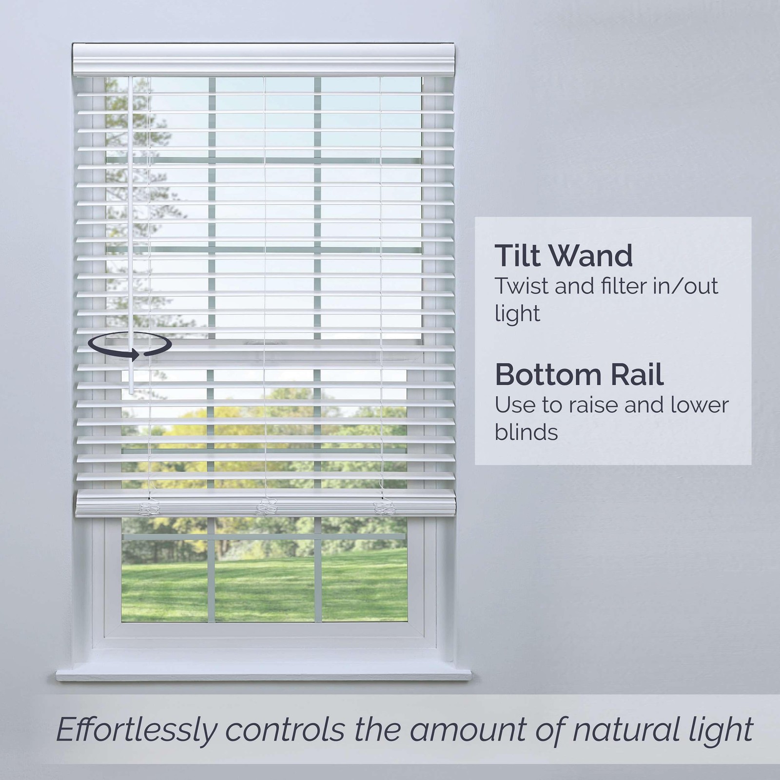 Linen Avenue Customizable Cordless Faux Wood Blind White 30 to 35 W x 40 H, F…