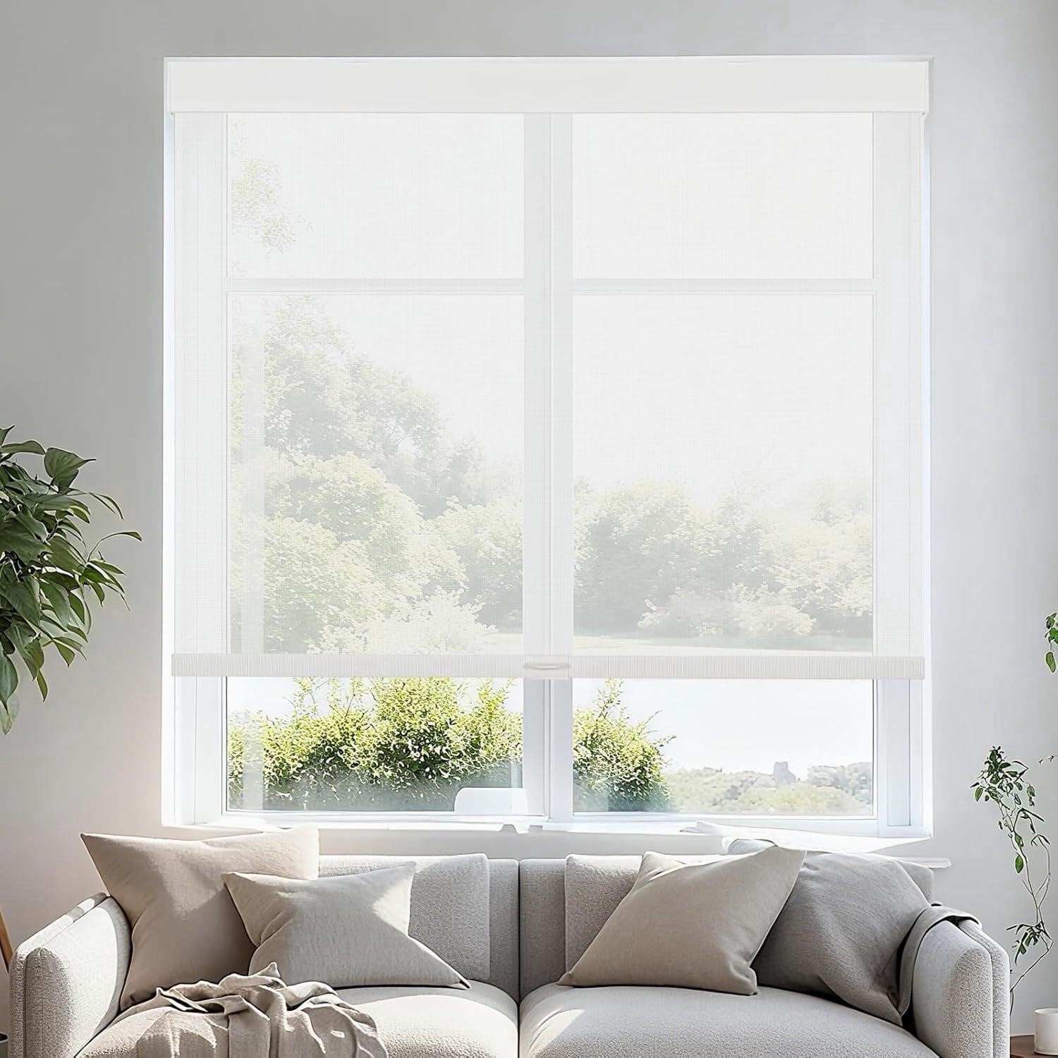 White Light Filtering Roller Shade 58”W x 72”H Anti-UV Spring Loaded