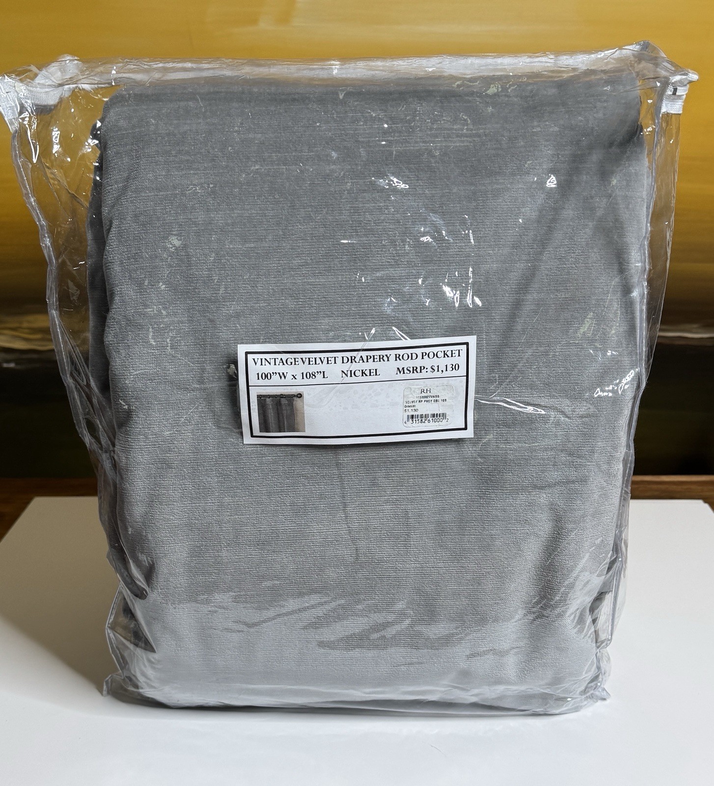 Restoration Hardware Vintage Velvet Drapery RP 100″W x 108″L Nickel NEW $1,130